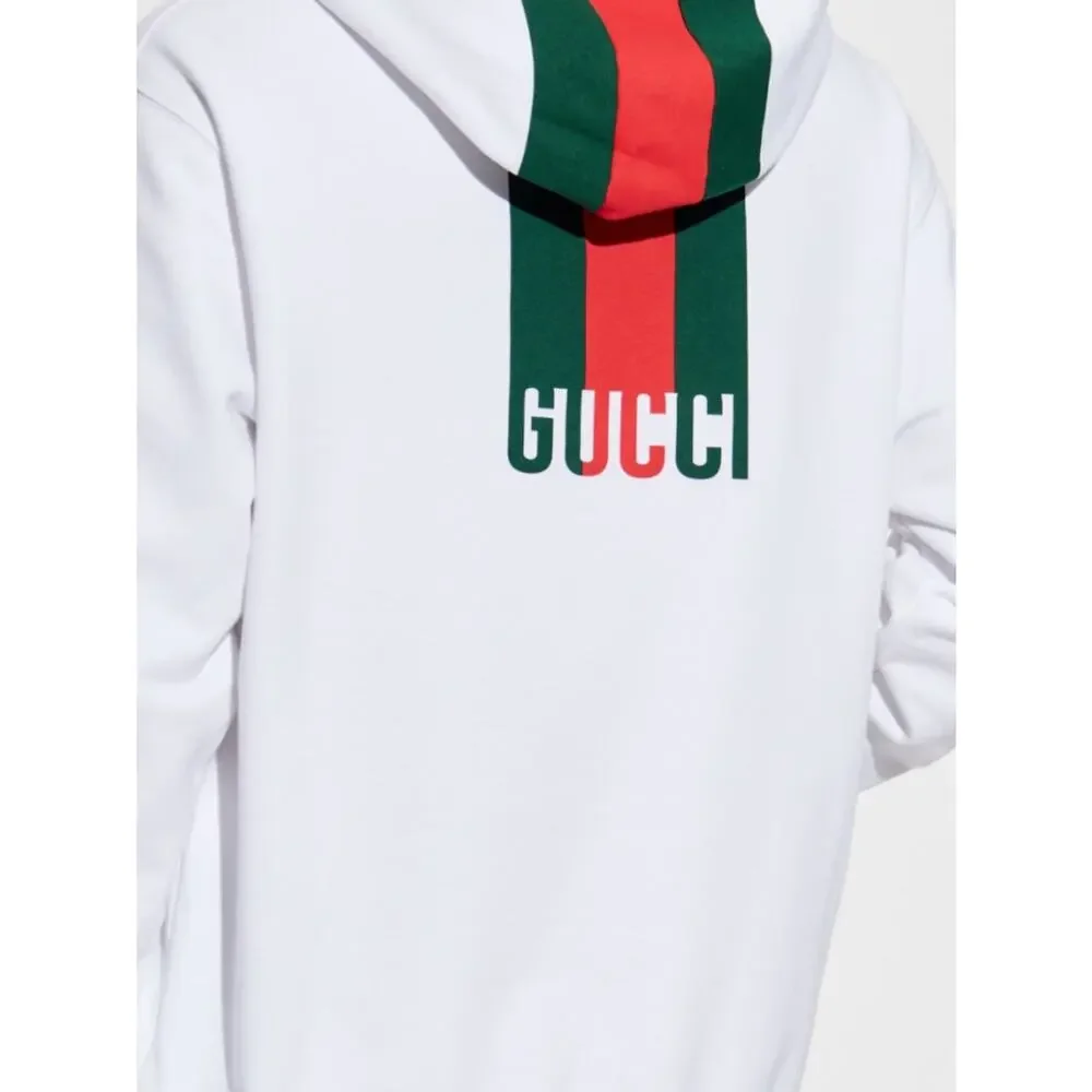 Men's Gucci 100% cotton web striped red/green hoodie size XL made in Italy
